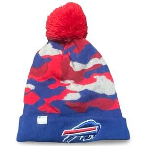 Buffalo Bills New Era One Love Pom Lined Kids Boys Beanie Childrens Hospital Hat